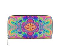 Hnnkloy Neon Rainbow Colorful Tie Dye, PU Leather Wallets Large Capacity Clutch Wallet for Men Women