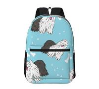 Hnnkloy Old English Sheepdog Pattern, 17 Inch Backpack With Pockets Casual Daypack Water Resistant School Bag