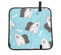 Hnnkloy Old English Sheepdog Pattern,Folding Seat Mat, Oxford Cloth Sit Mat, Portable Seat Cushion for Outdoor Camping Traveling