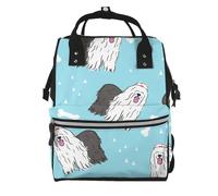 Hnnkloy Old English Sheepdog Pattern, Large Capacity Mummy Backpack Diaper Bag Travel Backpack for Outdoor