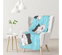 Hnnkloy Old English Sheepdog Pattern,Soft Blanket for Couch Sofa Bed Warm Anti-Pilling Flannel Plush Throw Blanket 76 X 102 cm