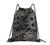 Hnnkloy Old Metal Gears Print, Drawstring Backpack Unisex Sport Gym Bag Casual Daypack Drawstring Sackpack