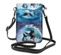 Hnnkloy Orca Killer Whales Wave, Cell Phone Purses For Women, Small Crossbody Bags - PU Leather Cellphone Wallet With Credit Card Slots