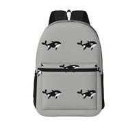 Hnnkloy Orca Whale Seamless Pattern Cartoon Style, 17 Inch Backpack With Pockets Casual Daypack Water Resistant School Bag
