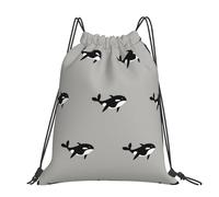 Hnnkloy Orca Whale Seamless Pattern Cartoon Style, Drawstring Backpack Unisex Sport Gym Bag Casual Daypack Drawstring Sackpack