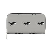 Hnnkloy Orca Whale Seamless Pattern Cartoon Style, PU Leather Wallets Large Capacity Clutch Wallet for Men Women