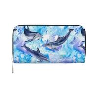 Hnnkloy Painting Dolphin, PU Leather Wallets Large Capacity Clutch Wallet for Men Women