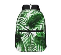 Hnnkloy Palm Leaf Print, 17 Inch Backpack With Pockets Casual Daypack Water Resistant School Bag