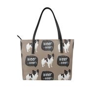 Hnnkloy Papillon Dog Pattern,PU Leather Handbag Large Capacity Tote Bag Women's Shoulder Bag for Work Travel