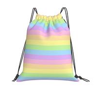 Hnnkloy Pastel Rainbow Striped, Drawstring Backpack Unisex Sport Gym Bag Casual Daypack Drawstring Sackpack