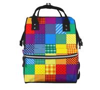 Hnnkloy Patchwork Pattern Of Rainbow Colors, Large Capacity Mummy Backpack Diaper Bag Travel Backpack for Outdoor
