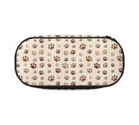 Hnnkloy Pen Bag Large Capacity Pencil Case 22cm Durable Storage,Brown Footprints