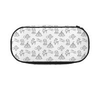 Hnnkloy Pen Bag Large Capacity Pencil Case 22cm Durable Storage,Pineapple Outline On White