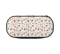Hnnkloy Pen Bag Large Capacity Pencil Case 22cm Durable Storage,Vector-Doodle-Christmas-Icon-Seamless
