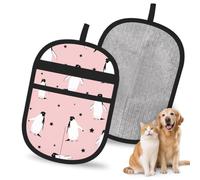 Hnnkloy Penguins Stars Sea Bird, 2 Pack Pet Hair Removal Gloves For Bed,Carpet,Clothes,Sofa,Static Grooming Glove For Dogs & Cats