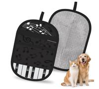 Hnnkloy Piano Black Musical Notes, 2 Pack Pet Hair Removal Gloves For Bed,Carpet,Clothes,Sofa,Static Grooming Glove For Dogs & Cats