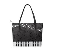Hnnkloy Piano Black Musical Notes,PU Leather Handbag Large Capacity Tote Bag Women's Shoulder Bag for Work Travel