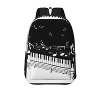 Hnnkloy Piano Keys With Musical Notes, 17 Inch Backpack With Pockets Casual Daypack Water Resistant School Bag