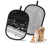 Hnnkloy Piano Keys With Musical Notes, 2 Pack Pet Hair Removal Gloves For Bed,Carpet,Clothes,Sofa,Static Grooming Glove For Dogs & Cats
