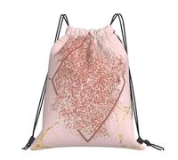 Hnnkloy Pink Gold Glitter With A Brownish Red Rhombus, Drawstring Backpack Unisex Sport Gym Bag Casual Daypack Drawstring Sackpack