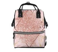 Hnnkloy Pink Gold Glitter With A Brownish Red Rhombus, Large Capacity Mummy Backpack Diaper Bag Travel Backpack for Outdoor