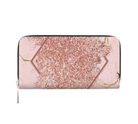 Hnnkloy Pink Gold Glitter with A Brownish Red Rhombus, PU Leather Wallets Large Capacity Clutch Wallet for Men Women