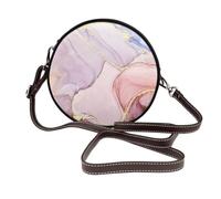Hnnkloy Pink Marble, PU Leather Shoulder Bag, Round Crossbody Bag - Circle Purse for Women