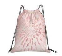 Hnnkloy Pink Rose Gold Blush Gold Strokes Stripes Shine, Drawstring Backpack Unisex Sport Gym Bag Casual Daypack Drawstring Sackpack