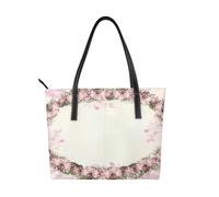 Hnnkloy Pink Roses Oval Frame Vintage,PU Leather Handbag Large Capacity Tote Bag Women's Shoulder Bag for Work Travel