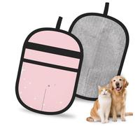 Hnnkloy Pink White Stars Printed, 2 Pack Pet Hair Removal Gloves For Bed,Carpet,Clothes,Sofa,Static Grooming Glove For Dogs & Cats