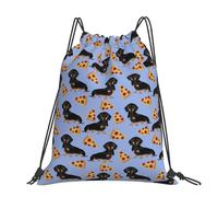 Hnnkloy Pizza Food Dachshund Dog Cute, Drawstring Backpack Unisex Sport Gym Bag Casual Daypack Drawstring Sackpack
