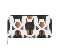 Hnnkloy Polygonal Pattern Doberman Head, PU Leather Wallets Large Capacity Clutch Wallet for Men Women