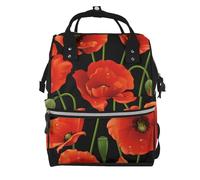 Hnnkloy Poppy Flower, Large Capacity Mummy Backpack Diaper Bag Travel Backpack for Outdoor