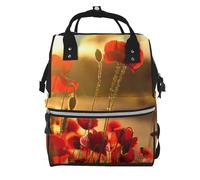 Hnnkloy Poppy Flower, Large Capacity Mummy Backpack Diaper Bag Travel Backpack for Outdoor