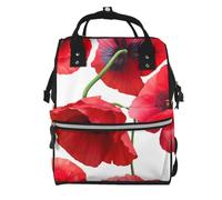 Hnnkloy Poppy Seamless Pattern, Large Capacity Mummy Backpack Diaper Bag Travel Backpack for Outdoor