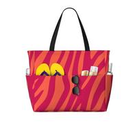 Hnnkloy Pretty Pink Orange Animal Print Zebra Leopard, Large Capacity Beach Bag Travel Shoulder Bag For Women - Waterproof Tote Handbag