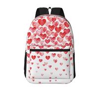 Hnnkloy Print Falling Red Hearts, 17 Inch Backpack With Pockets Casual Daypack Water Resistant School Bag