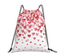 Hnnkloy Print Falling Red Hearts, Drawstring Backpack Unisex Sport Gym Bag Casual Daypack Drawstring Sackpack
