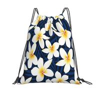 Hnnkloy Print Tropical White Frangipani Plumeria Flower, Drawstring Backpack Unisex Sport Gym Bag Casual Daypack Drawstring Sackpack