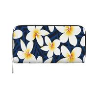 Hnnkloy Print Tropical White Frangipani Plumeria Flower, PU Leather Wallets Large Capacity Clutch Wallet for Men Women