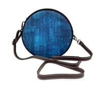 Hnnkloy Programmer Binary Code Blue, PU Leather Shoulder Bag, Round Crossbody Bag - Circle Purse for Women