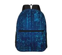 Hnnkloy Programmer Blue Binary Code, 17 Inch Backpack With Pockets Casual Daypack Water Resistant School Bag