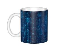 Hnnkloy Programmer Blue Binary Code,Ceramic Mug Large Coffee Cup Suitable for Kitchen Restaurant Office Coffee Shop 330ml