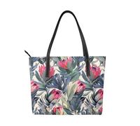 Hnnkloy Protea Paradise Printed,PU Leather Handbag Large Capacity Tote Bag Women's Shoulder Bag for Work Travel