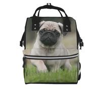 Hnnkloy Pug Bokeh Puppy Dogs Lawn Pets Pug, Large Capacity Mummy Backpack Diaper Bag Travel Backpack for Outdoor