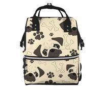 Hnnkloy Pug Dog Pattern, Large Capacity Mummy Backpack Diaper Bag Travel Backpack for Outdoor
