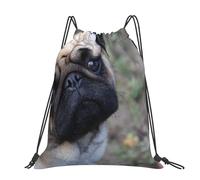 Hnnkloy Pug Dog Printed, Drawstring Backpack Unisex Sport Gym Bag Casual Daypack Drawstring Sackpack