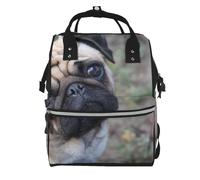 Hnnkloy Pug Dog Printed, Large Capacity Mummy Backpack Diaper Bag Travel Backpack for Outdoor