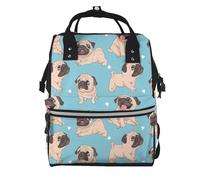 Hnnkloy Pug, Large Capacity Mummy Backpack Diaper Bag Travel Backpack for Outdoor