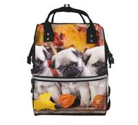 Hnnkloy Puppys Pug, Large Capacity Mummy Backpack Diaper Bag Travel Backpack for Outdoor
